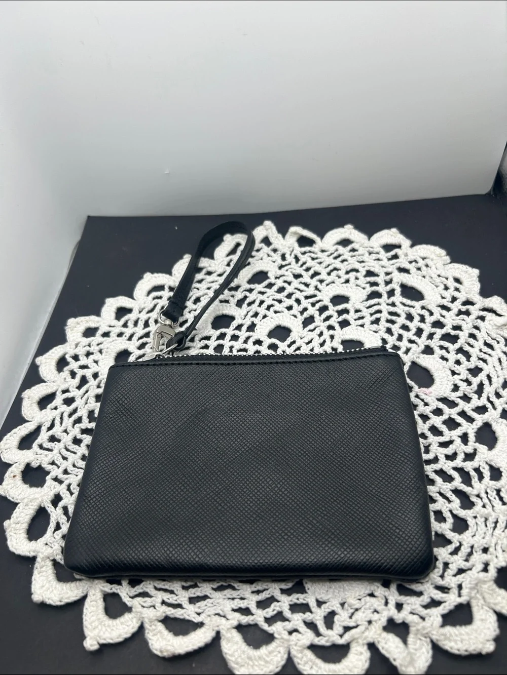 HOBO Black Embossed Logo Wristlet Pouch
